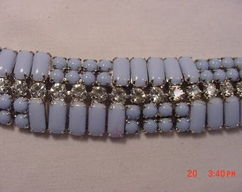 Vintage Blue Thermoset & Rhinestone Bracelet 18 - 155