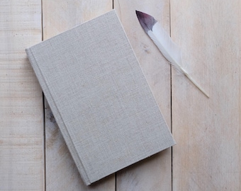 Natural Linen Journal or Sketchbook, Writing Journal, Unlined Notebook, Blank Journal, Blank Diary, Blank Notebook