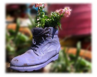 flower planter - outdoor planter , Patio Planter - Shoe planter - Garden decor- Garden art - # 4