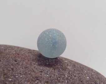 Sea Glass Marble. Small Cats Eye Marble With Blue And White Vane. Collectors Item. Collectible Sea Glass Piece. Genuine Sea Glass.