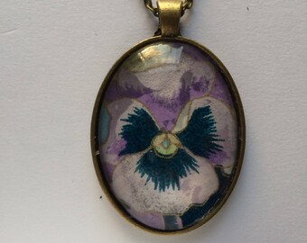 Pendant made with Japanese Chiyogami paper- Oval JP23