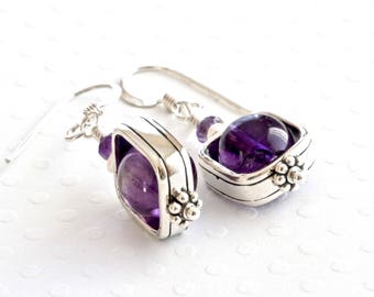 Amethyst Earrings, Sterling Silver Dangle Earrings, Purple Earrings, Stone Earrings, Birthstone Jewelry, Amethyst Jewelry, Gemstone Jewelry