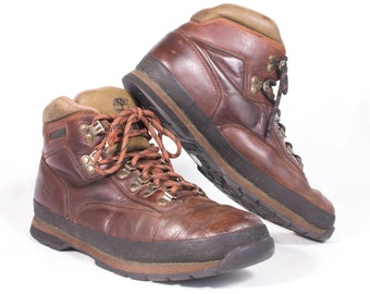 VTG 90s Brown Leather Hiking Boots size 9 1/2 Men's