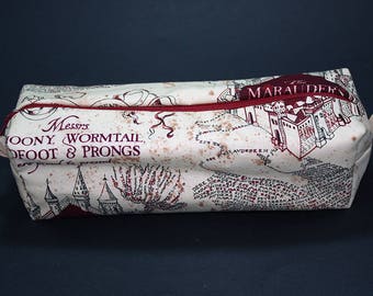 Boxy Makeup Bag - Messrs Moony, Wormtail, Padfoot, and Prongs Marauder's Map Print- Pencil Pouch - Harry Potter