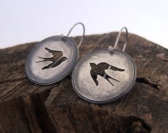 Sterling Silver Swallow Earrings