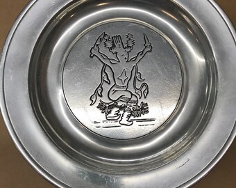Wilton pewter plate, 10", Indian theme