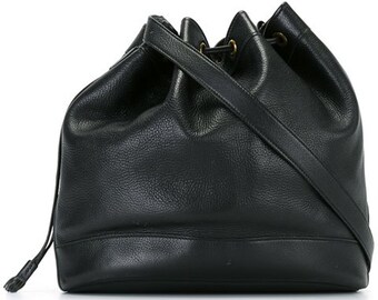 Black Hermes Market Bucket Shoulder Bag