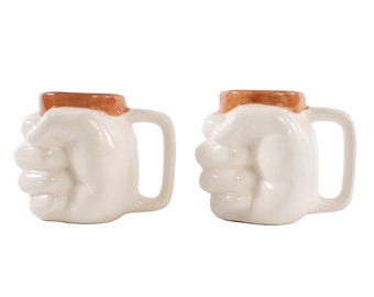 Two Fisted Mugs - Set of Two - Two Fisted Drinking - Unusual Coffee Mugs