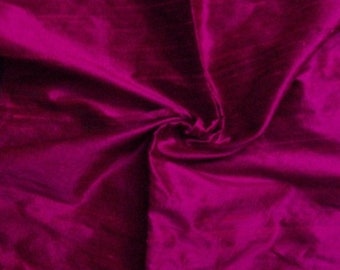 15% OFF Wholesale fabric 6 yards of 100 Percent pure dupioni silk in Dark magenta/discounted dupioni/ raw silk