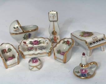 Set 8 Miniature Limoges Dolls Furniture