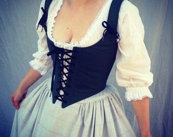 Renaissance Festival Corset Bodice- Laces in front and back, Ren Faire Costume Wench Bodice made to measure in custom size and color