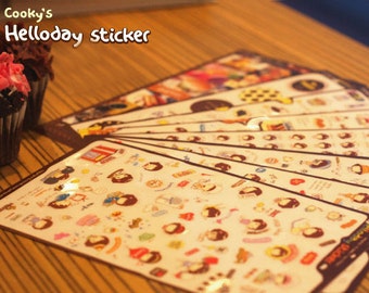 Helloday Sticker Set - Masking Sticker Set - Diary Stickers - Deco Sticker Set - 8 sheets