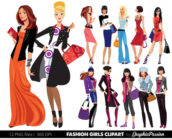 Fashion Lady Clip Art Fashion Girl Digital Shopping Ladies