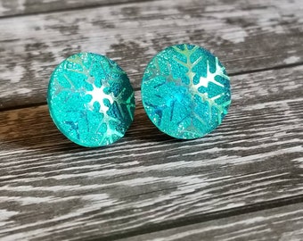 Blue snowflake earrings