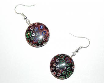Millefiori glass earrings