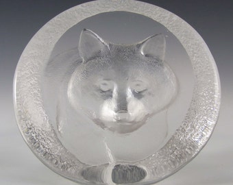 Mats Jonasson Glass Raccoon Paperweight #3334 - Signed