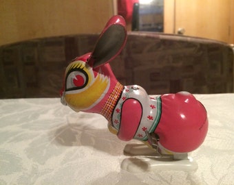 Vintage Wind Up Tin Bunny