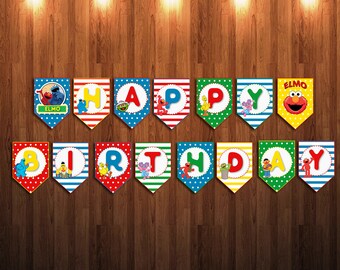 Elmo Birthday Banner, Elmo Banner, Elmo Birthday Party, Decoration, Elmo, Elmo Bone, Birthday Banner | EL_FULL