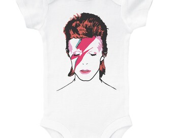 David Bowie Onesie, Ziggy Stardust Onesie, Bowie Onesie, 70's Rock Onesie, Glam Rock Onesie, David Bowie Baby Bodysuit, Newborn Bowie Outfit