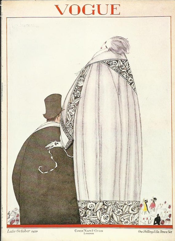 Vogue Magazine Cover 1920 Man Woman Fashion Illustration Vogue