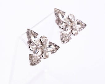 Vintage Weiss Rhodium Plated Rhinestone Earrings