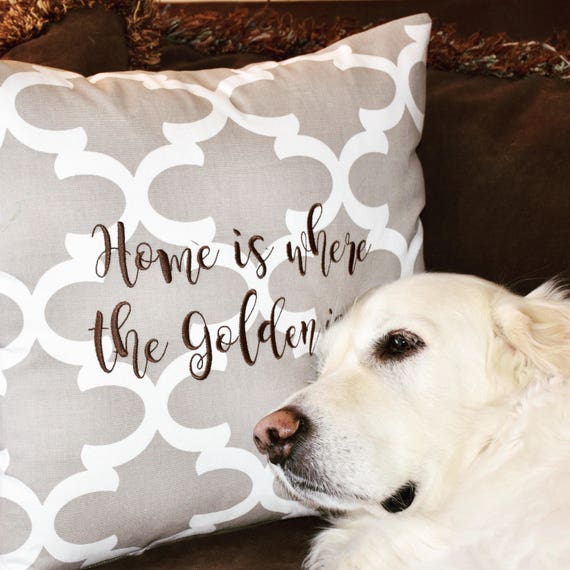 Home is Where the Golden is Quatrefoil Throw Pillow