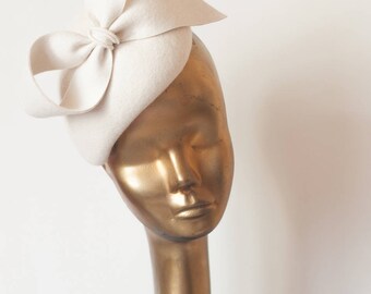 Unique Modern Cream FELT FASCINATOR. BRIDAL Fascinator