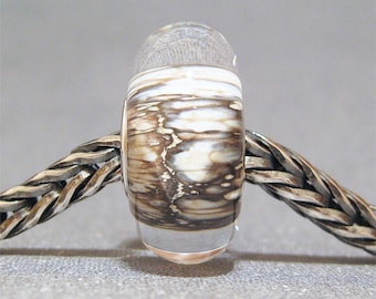 SMALL CORE Ivory Handmade Lampwork European Charm Bead Slither