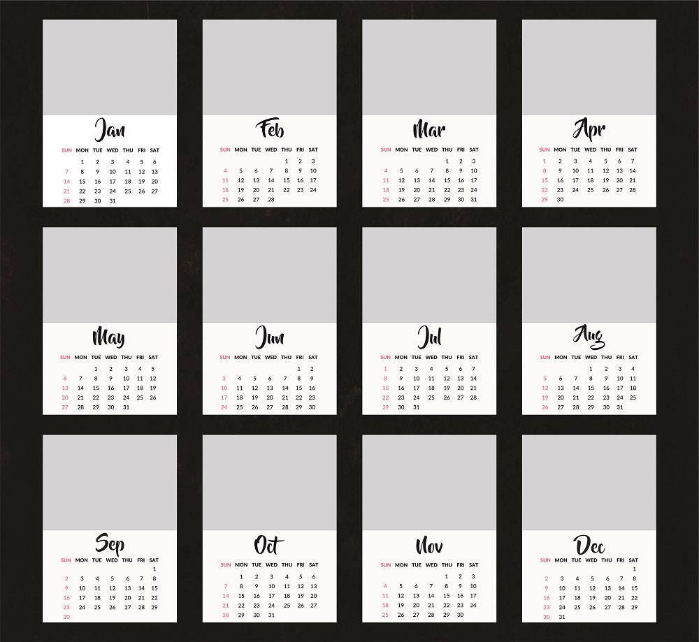 5x7 calendar template