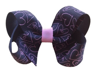 Girls hair bow - heart bow, hair bows, bows, hair clips, hair bows for girls, baby bows, baby hair bows, toddler bows, hairbows, pigtail bow