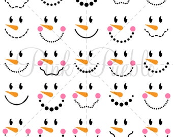 Snowman Face SVGs, Snowman Faces SVG Cutting Templates - Commercial and Personal Use