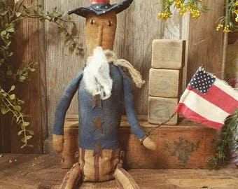 Primitive Uncle Sam Primitive doll Uncle sam doll Folk art USA Patriotic Americana 4th of July Faap Hafair Team Haha IGFAAPUSA