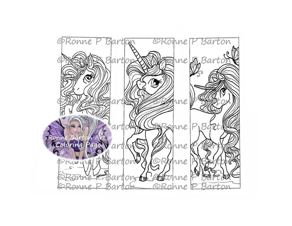 unicorn bookmarks coloring page printable fairy big