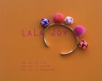 Pink Bubble Charm Cuff Bracelet