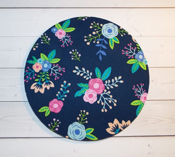 Rose Flower Print Round Mouse Pad