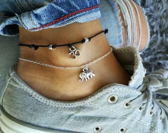 Silver Elephant Anklet, Ankle Bracelet, Chain Anklet, Elephant Anklet, Lucky Elephant Anklet, Beach Anklet,Charm Anklet, Festival Anklet