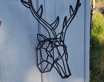 Geometric Wall Decor / Geometric Deer Head / Metal Deer Art/ Deer Antler/ Large Deer Head / Faux Taxidermy / Stag Head/ Metal Wall Art