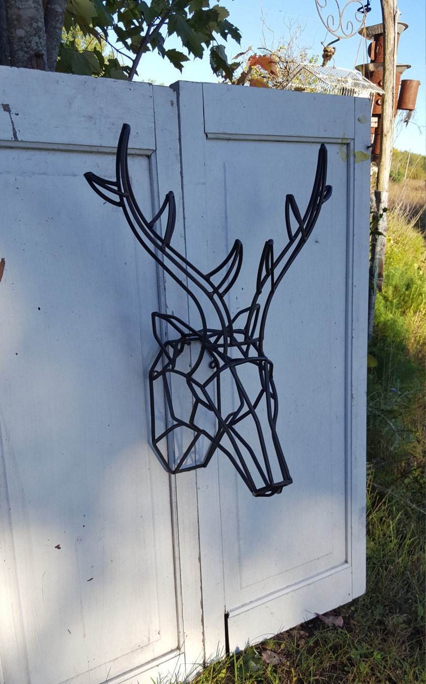 Geometric Wall Decor / Geometric Deer Head / Metal Deer Art/