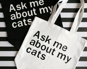 Funny Tote Bag // Cat Tote Bag + Cat Canvas Bag + Cat Lover Gift + Cat Bags + Pet Lover + Crazy Cat Lady Gift + Cats Tote Gift for her + Cat