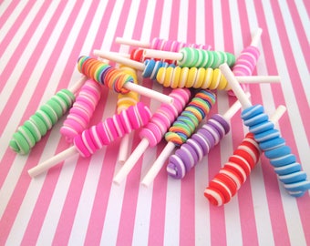 Polymer Clay Lollipop Candy Cabochons - Decoden Sweets, Pick your amount, #236