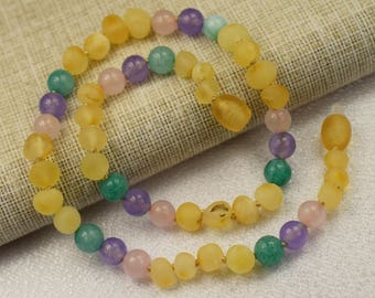 Amber necklace, Baltic amber, Baby amber necklace, unpolished Baltic Amber teething necklace for your baby handmade knotted