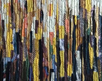 Abstract quilt "Spots", textile wall hanging.