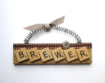 Brewer Beer Brewing Scrabble Tile Ornament