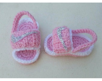 Crochet Nike Inpired Sandals, Slip on sandals, infant shoes