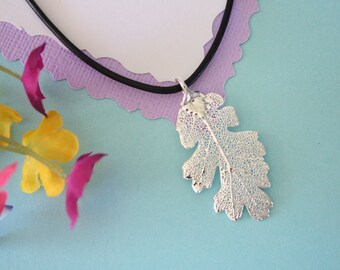 Real Silver Oak Leaf, Real Silver Leaf, Real Lacey Oak Leaf Necklace, Real Leaf, Sterling Silver, LL129