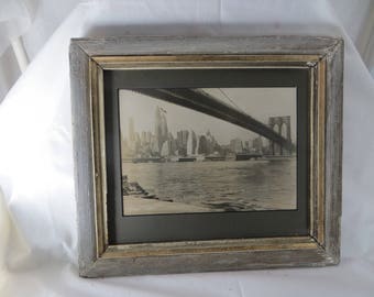 Vintage New York City Photo Manhattan Old NYC Brooklyn Bridge Black and White