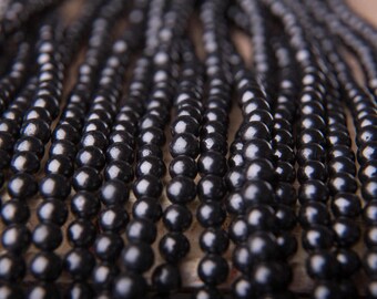 Shungite beads Round Natural 6 mm 8 mm 10 mm 12 mm Polished Black colour Bead Hole 1 mm AAA quality bead crystal EMF protection energy beads