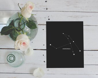 Andromeda, Constellation, Astrology, Wall Decor, Digital Download, Constellations, Zodiac, Stars, Andromeda Print, Home Decor, Night Sky