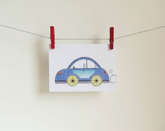 Card Car - A6 Postcard - Blank Card - Just Because Card - Card Recycled Paper.