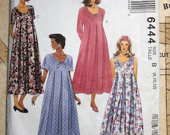 UNCUT Womens Maternity Dress Sewing Pattern Size 8 10 12 90s Mccalls 6444 M6444 Princess Seam Pleated Bow Design Front 90s Maternity Pattern